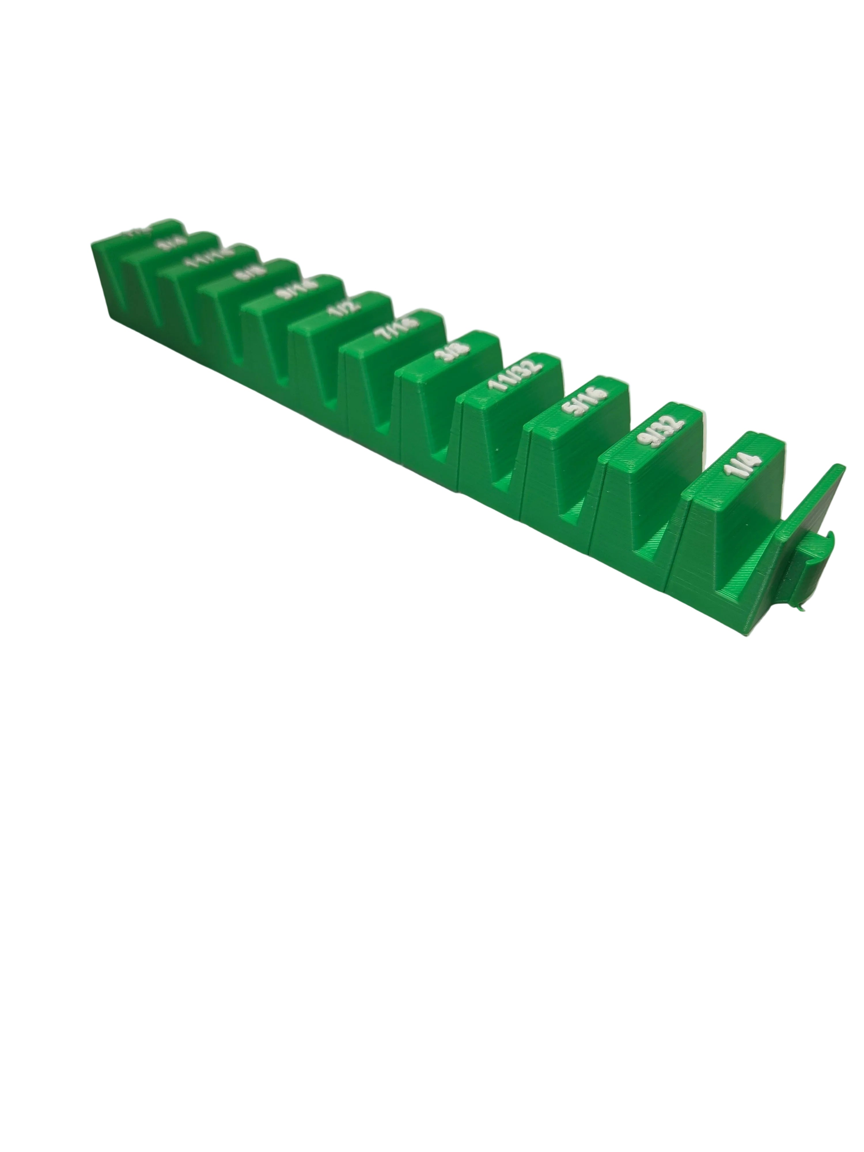 Standard 1/4 through 7/8 wrench holder.